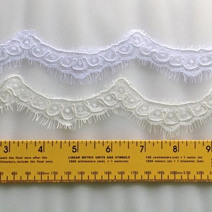 Alencon lace, gentle re-embroidered lace about one inch width for bridal veils, wedding gowns and craft progects