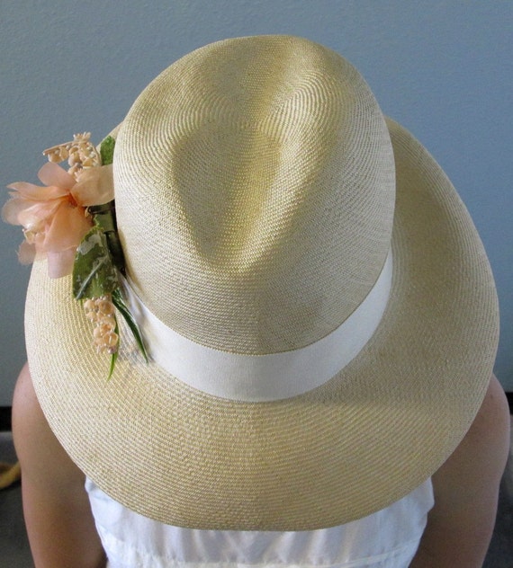 Georgi 1950's Straw Hat with Flowers - image 3