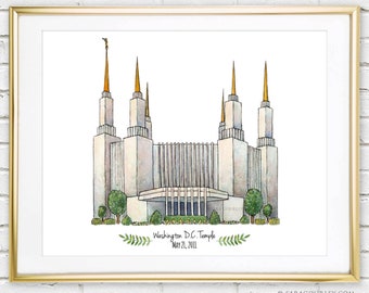 Washington D.C. Temple- Original Watercolor Print, Art, Wall Decor, Illustration, LDS Art, LDS Temple