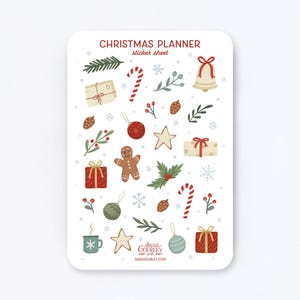 Christmas Sticker Sheet | Christmas Planner stickers, winter, holiday, planner, journal stickers, calendar, stationery, illustration