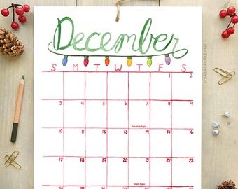 Large 2023 Seasons Watercolor Wall Calendar, 11x14, Watercolor Hand Painted, Illustration, Gift for Her, Christmas Gift, Monthly