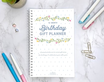 Birthday Gift Planner, Gift Tracker, Perpetual Calendar, Birthday Calendar, Botanical Hand Painted Illustration, Gift for mom, Mother's day