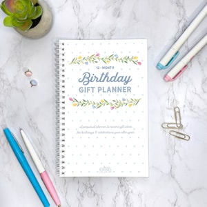 Birthday Gift Planner, Gift Tracker, Perpetual Calendar, Birthday Calendar, Botanical Hand Painted Illustration, Gift for mom, Mother's day