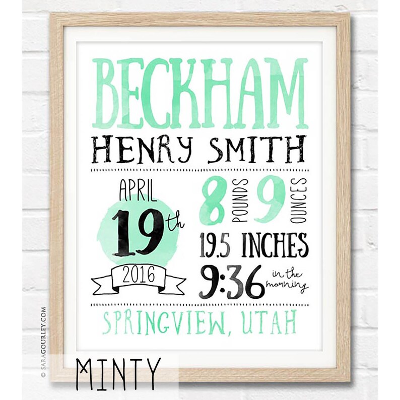 Baby Boy Birth Announcement Birth Stats Printable Hand | Etsy