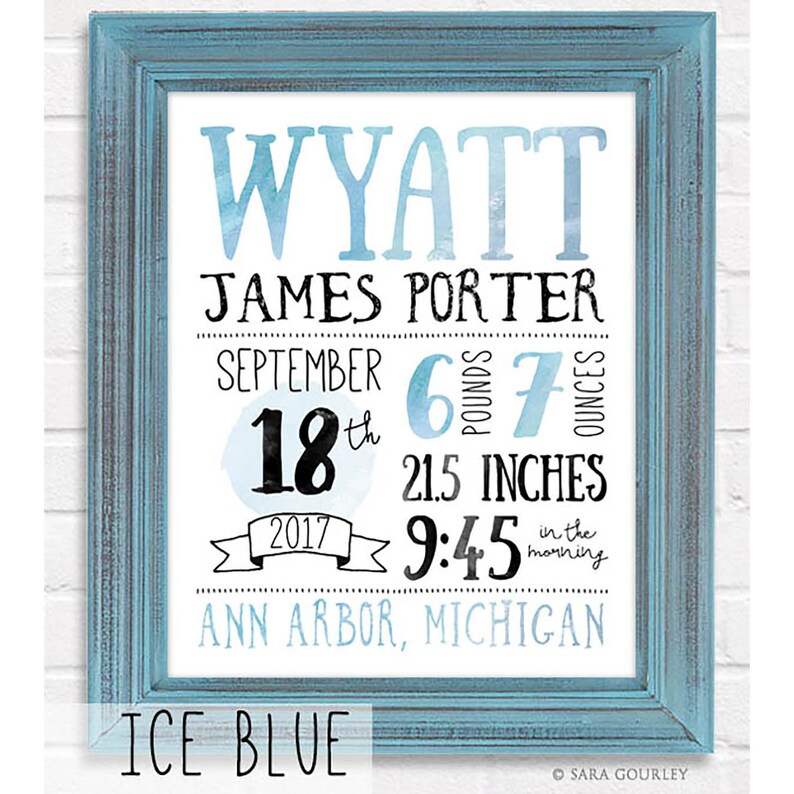 Baby Boy Birth Announcement Birth Stats Printable Hand | Etsy