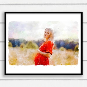 Custom Watercolor Portrait, digital watercolor family portrait, watercolor from photo, gift for dad, gift for grandparents, Father's Day image 7