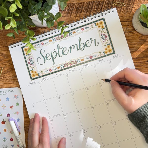 2026 Wall Calendar 11x14 | Large Botanical Heirloom Seasons, Hand Drawn & Wirebound, Cozy Art Gift