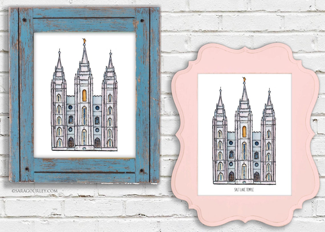 Salt Lake Temple Watercolor Art Print Personalized Gift Wall | Etsy