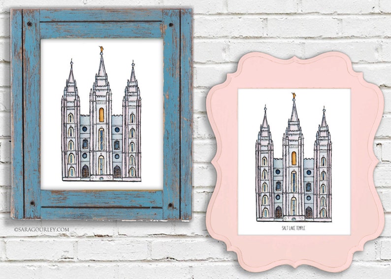 Salt Lake Temple Watercolor Art Print Personalized Gift, Wall Decor, Illustration, LDS Art, LDS Temple, Wedding Gift, Date image 4