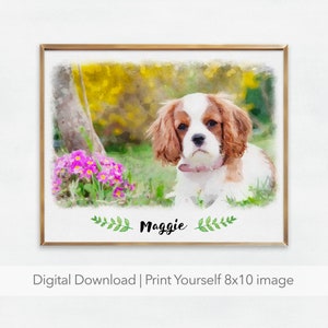 Print Yourself Watercolor Pet Portrait, custom pet portrait, pet memorial, gift, dog portrait, cat portrait, digital download