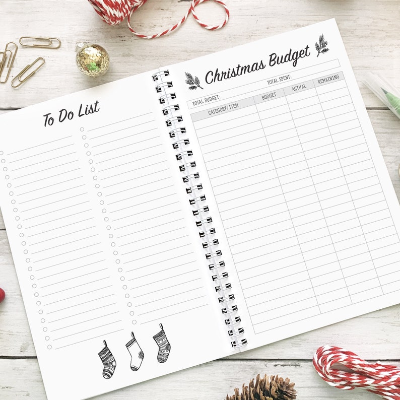 To Do List and Christmas Budget fill in pages of the Christmas Planner