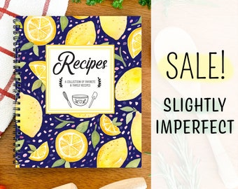 ¡OFERTA! Diario de recetas "Ligeramente Imperfecto" / Libro de cocina en blanco "Limones en acuarela", cuaderno de recetas, recetas familiares, regalo para chef, regalo para mamá