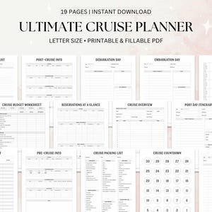Printable Cruise Planner Bundle, Editable cruise schedule, Cruising Planner, Vacation Planner Template, Digital Trip Itinerary Planner, PDF