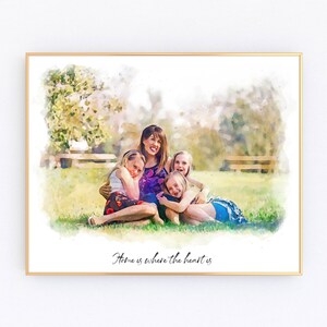 Custom Watercolor Portrait, digital watercolor family portrait, watercolor from photo, gift for dad, gift for grandparents, Father's Day image 5