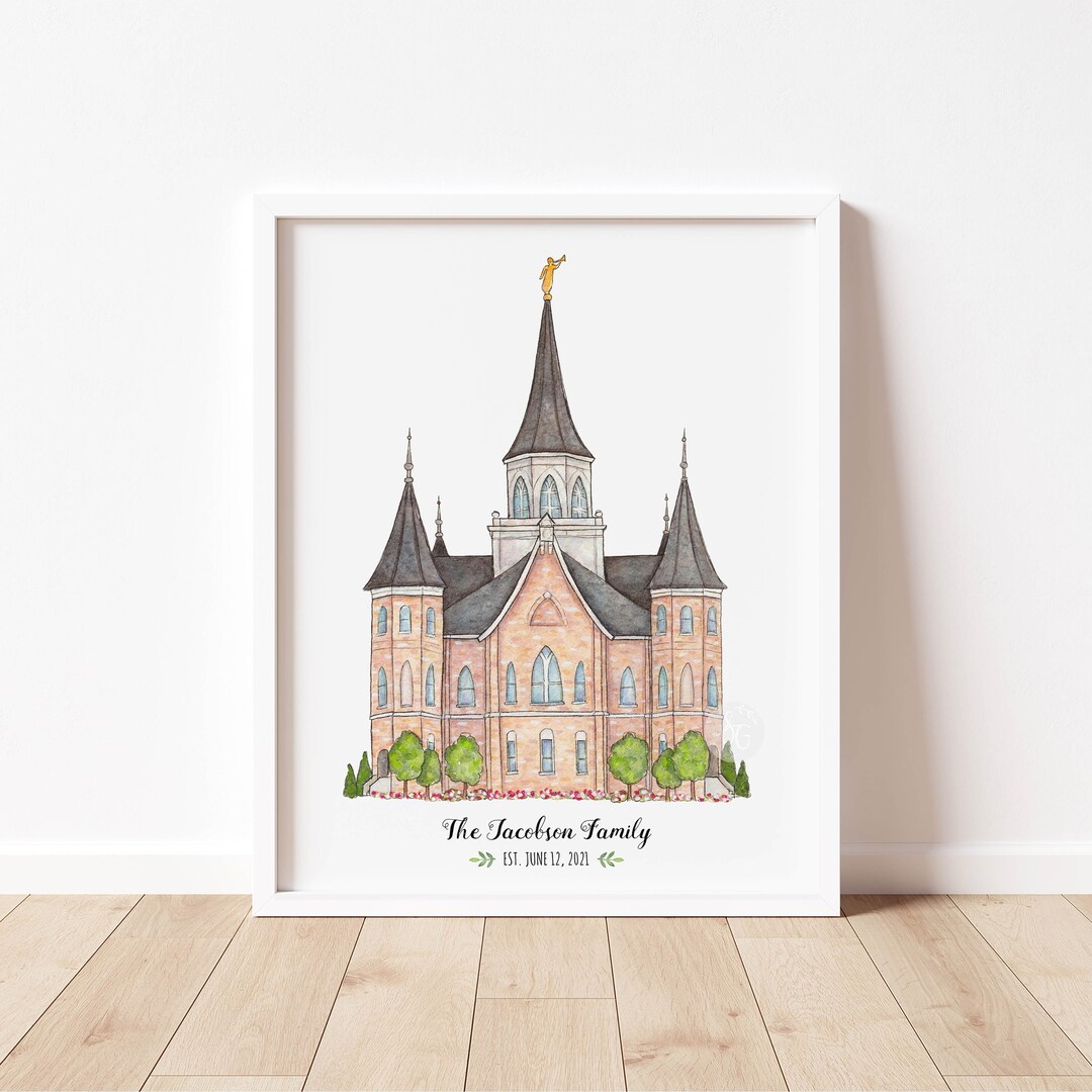 Provo City Center Temple Watercolor Art Print Personalized - Etsy