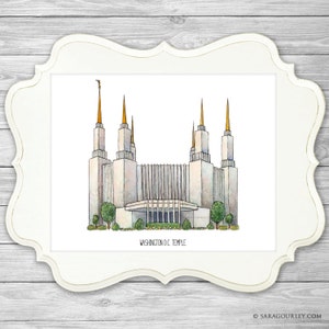 Washington D.C. Temple- Original Watercolor Print, Art, Wall Decor ...