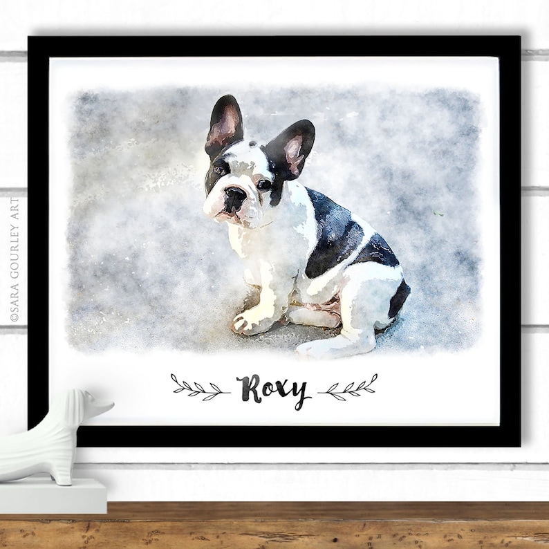 Digital Watercolor Pet Portrait, custom pet portrait, pet memorial, gift, dog portrait, cat portrait, gift for mom, Father's Day gift image 6