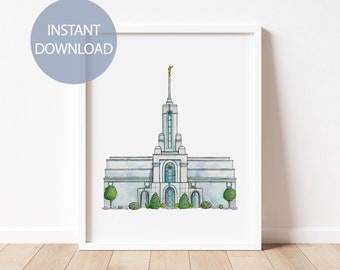 Instant Download Salt Lake Temple Watercolor Art Print, Printable, Painting, Wall Decor, Illustration, LDS Temple, Wedding Gift, 11x14, A3