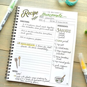 Cuaderno de recetas, Libro de cocina en blanco con limones en acuarela, Cuaderno de recetas, Recetas familiares, Regalo para chef, Regalo para mamá, Día de la Madre imagen 3