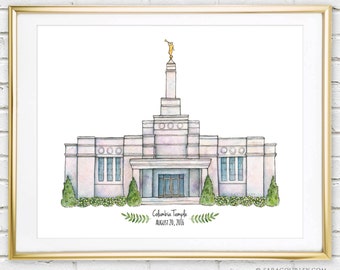 Columbia South Carolina Temple Watercolor Art Print- Personalized Gift, Painting, Illustration, LDS Art, LDS Temple, Wedding Gift