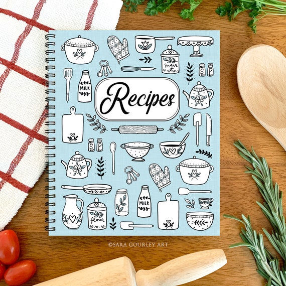 Journal de recettes, outils de cuisson, livre de cuisine vierge