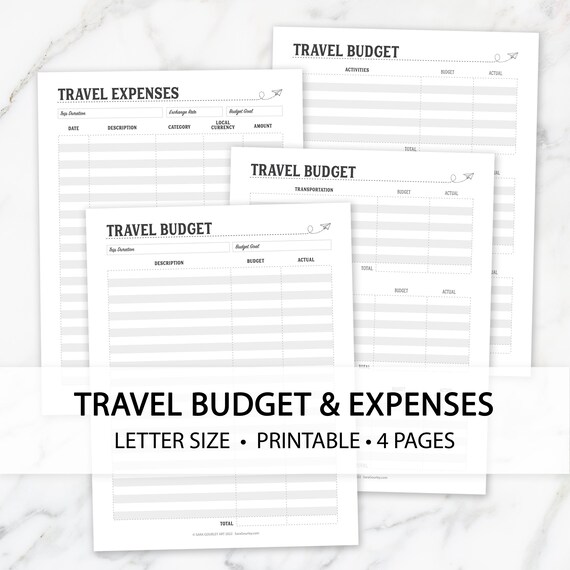 Travel Planner Printable Budget and Expenses Expense | Etsy