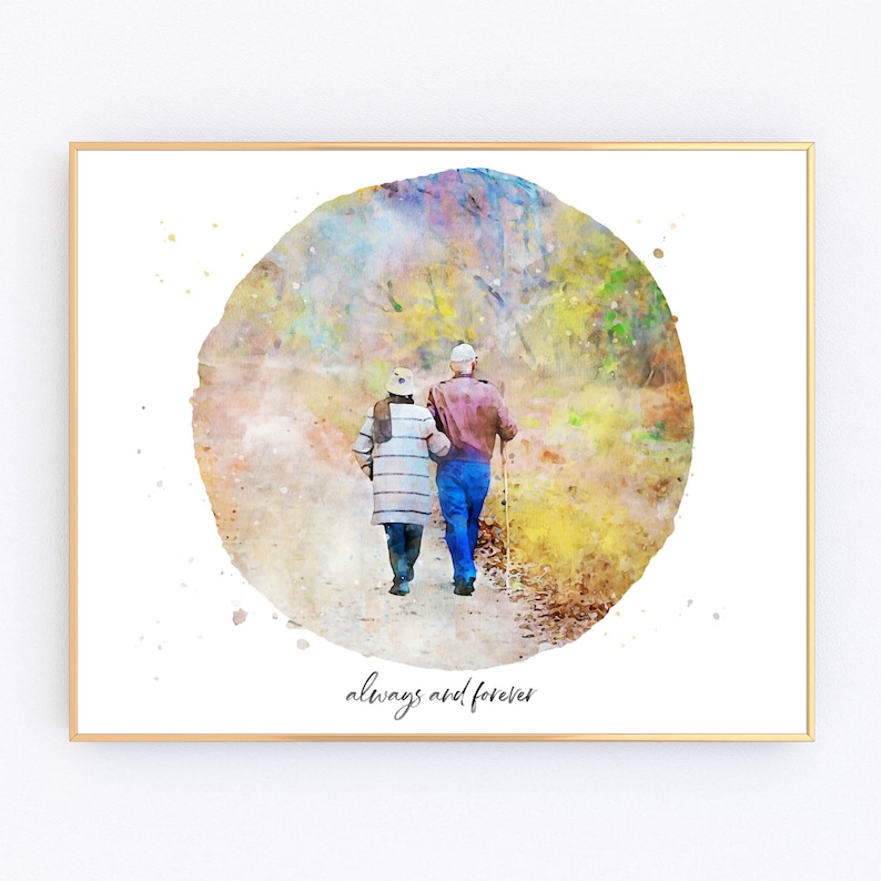 Custom Watercolor Portrait, digital watercolor family portrait, watercolor from photo, gift for dad, gift for grandparents, Father's Day image 2