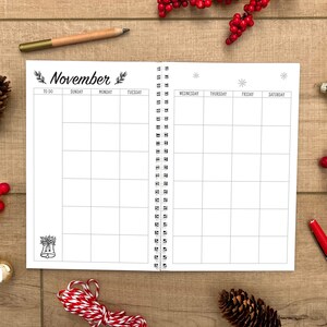 Blank calendar fill in pages of the Christmas Planner