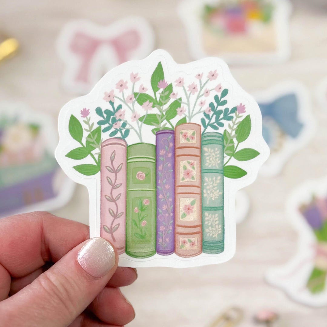 Floral Book Sticker | Waterproof Vinyl Bookish Sticker, Gifts for ...
