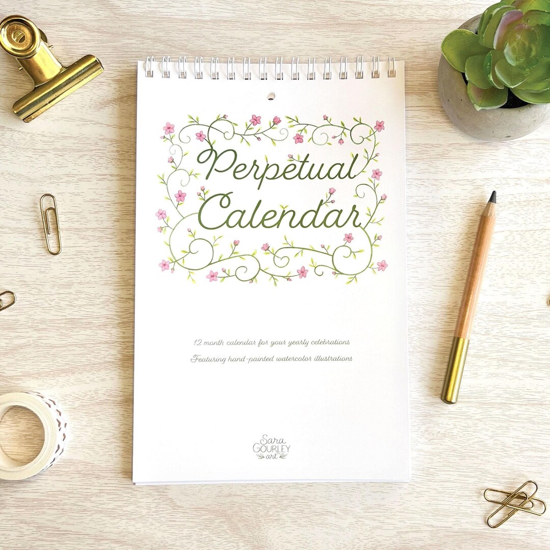 Birth Flower Watercolor Perpetual Calendar, Floral Birthday Calendar ...
