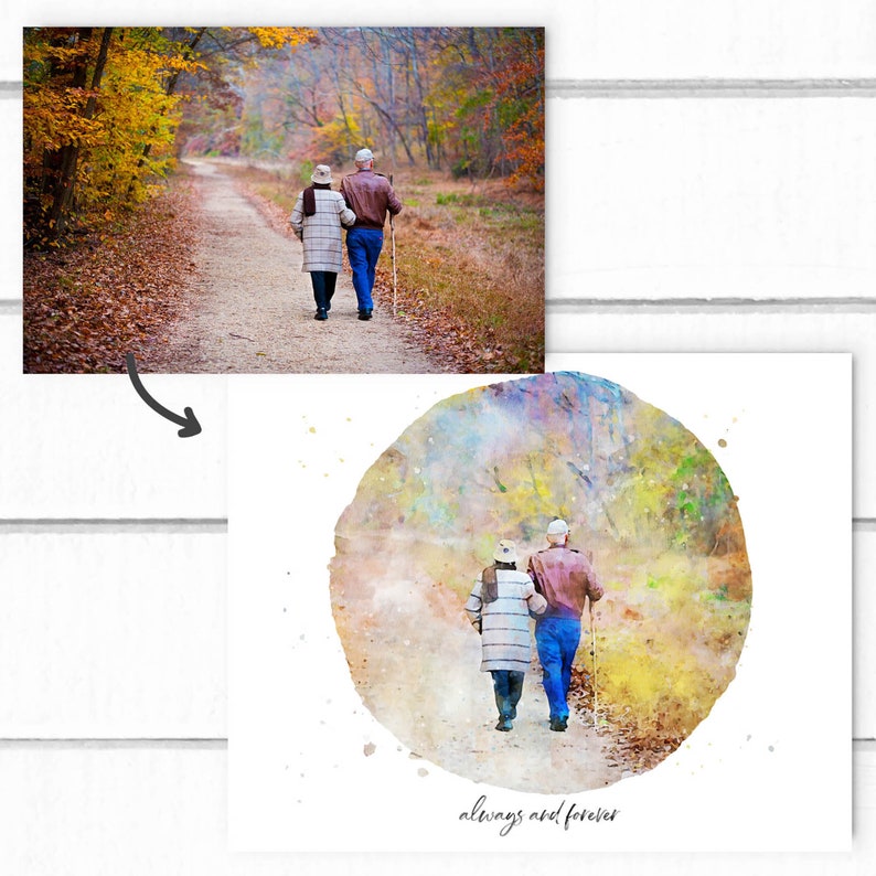 Custom Watercolor Portrait, digital watercolor family portrait, watercolor from photo, gift for dad, gift for grandparents, Father's Day image 8