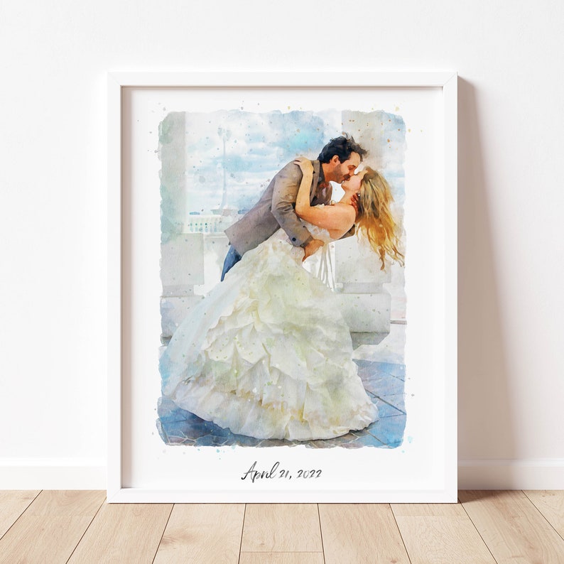 Custom Watercolor Portrait, digital watercolor family portrait, watercolor from photo, gift for dad, gift for grandparents, Father's Day image 10