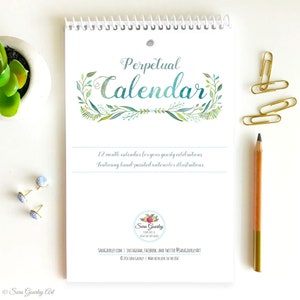 Floral Watercolor Birthday Calendar, Spiral Binding, Perpetual Calendar, Handmade, Botanical Hand Painted Illustration, Gift for Her, Mom image 9
