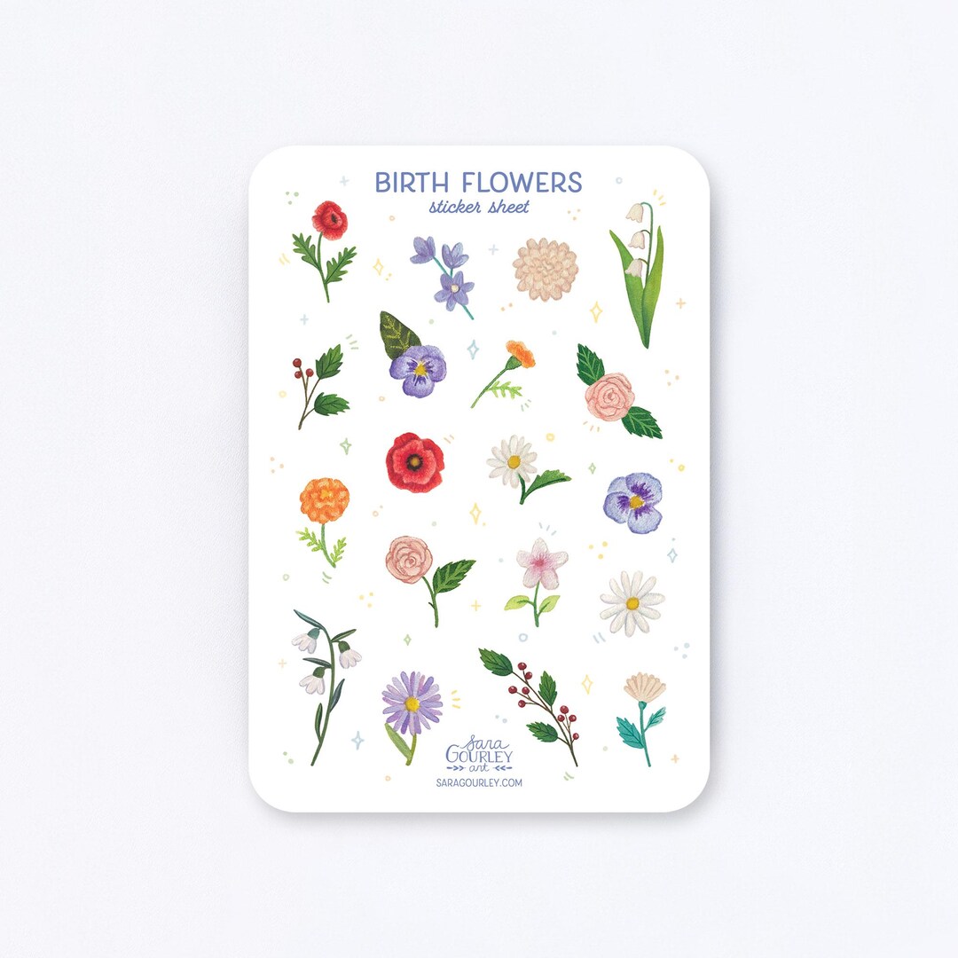 Birth Flowers Sticker Sheet | Floral, Botanical, Birth Month, Planner ...