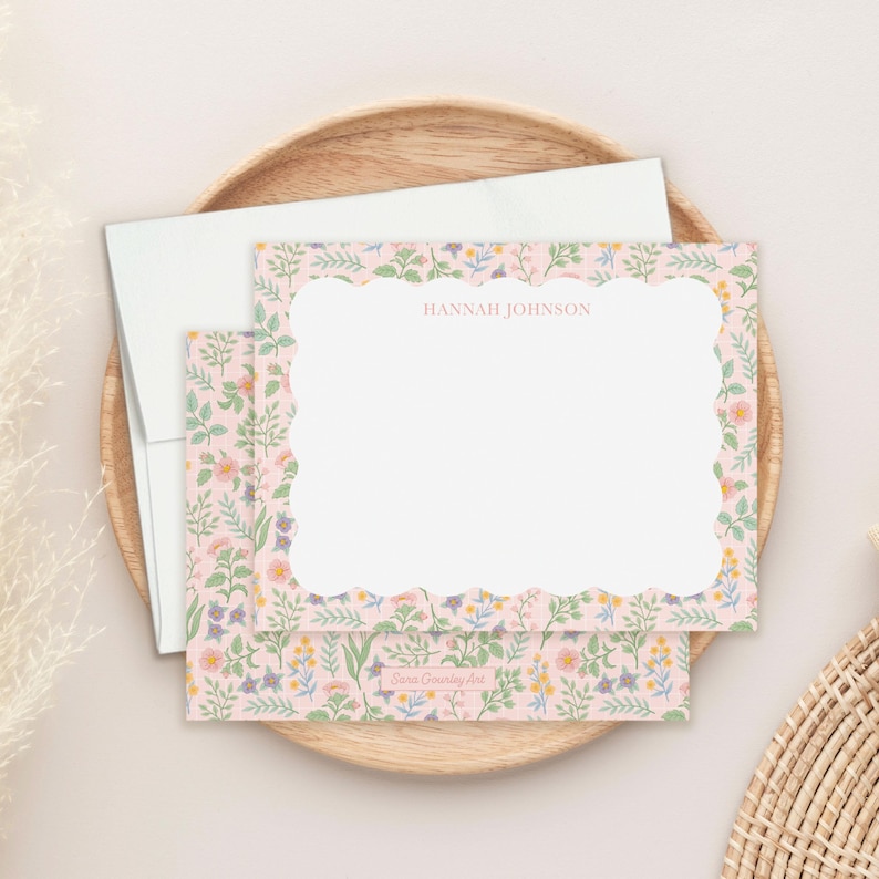 Personalized Floral Notecard Set | A2 4.25 X 5.5, Luxury Stationery ...