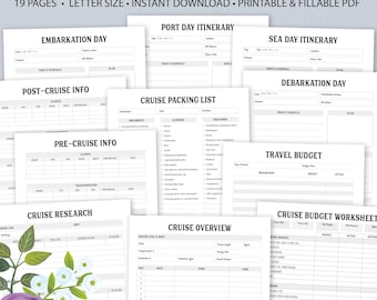Ultimate Cruise Planner Bundle, Editable cruise schedule, Ink Saver, Cruising Planner Printable, Vacation Planner Template, Digital Download