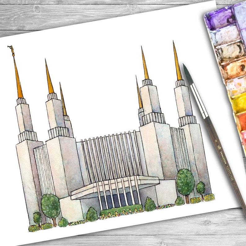 Washington D.C. Temple Original Watercolor Print Art Wall | Etsy