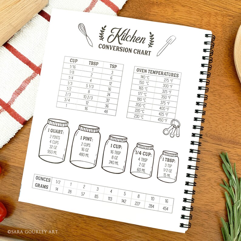 Recipe Journal Baking Tools Blank Cookbook Hand Illustrated Etsy