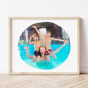 Custom Watercolor Portrait, digital watercolor family portrait, watercolor from photo, gift for dad, gift for grandparents, Father's Day image 9
