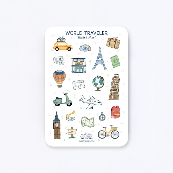 Travel Sticker Sheet | travel planner, world traveler, calendar, vacation planner, illustration, europe, bullet journal, scrapbooking