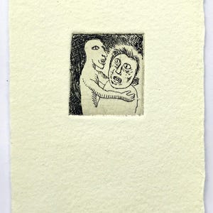 I Got You, original art, etching, print, fine art print, printmaking, affordable art, miniprint, Pocket Print, Etchings for Everybody