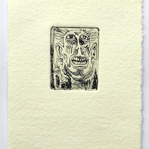 Portrait, original art, etching, print, fine art print, printmaking, affordable art, miniprint, Pocket Print, Etchings for Everybody