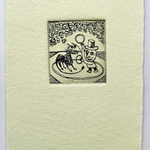 Circus, original art, etching, print, fine art print, printmaking, affordable art, miniprint, Pocket Print, Etchings for Everybody