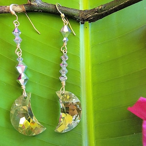 THE KILLING MOON Swarovski Kristall baumeln Ohrringe für sie Crystal Couture Elegante Abendgarderobe Geschenk für Frau Wunschliste Handgemacht in Maui
