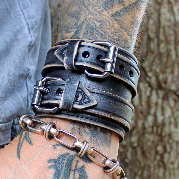 Leather Wristband - Etsy
