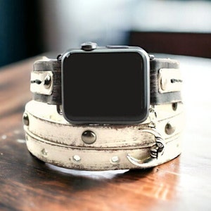 Black and White Leather Apple Watch Band 38mm 40mm 41mm 42mm 44mm 45mm 49mm unisex iWatch Strap Bracelet Series 9 8 7 6 5 4 3 SE