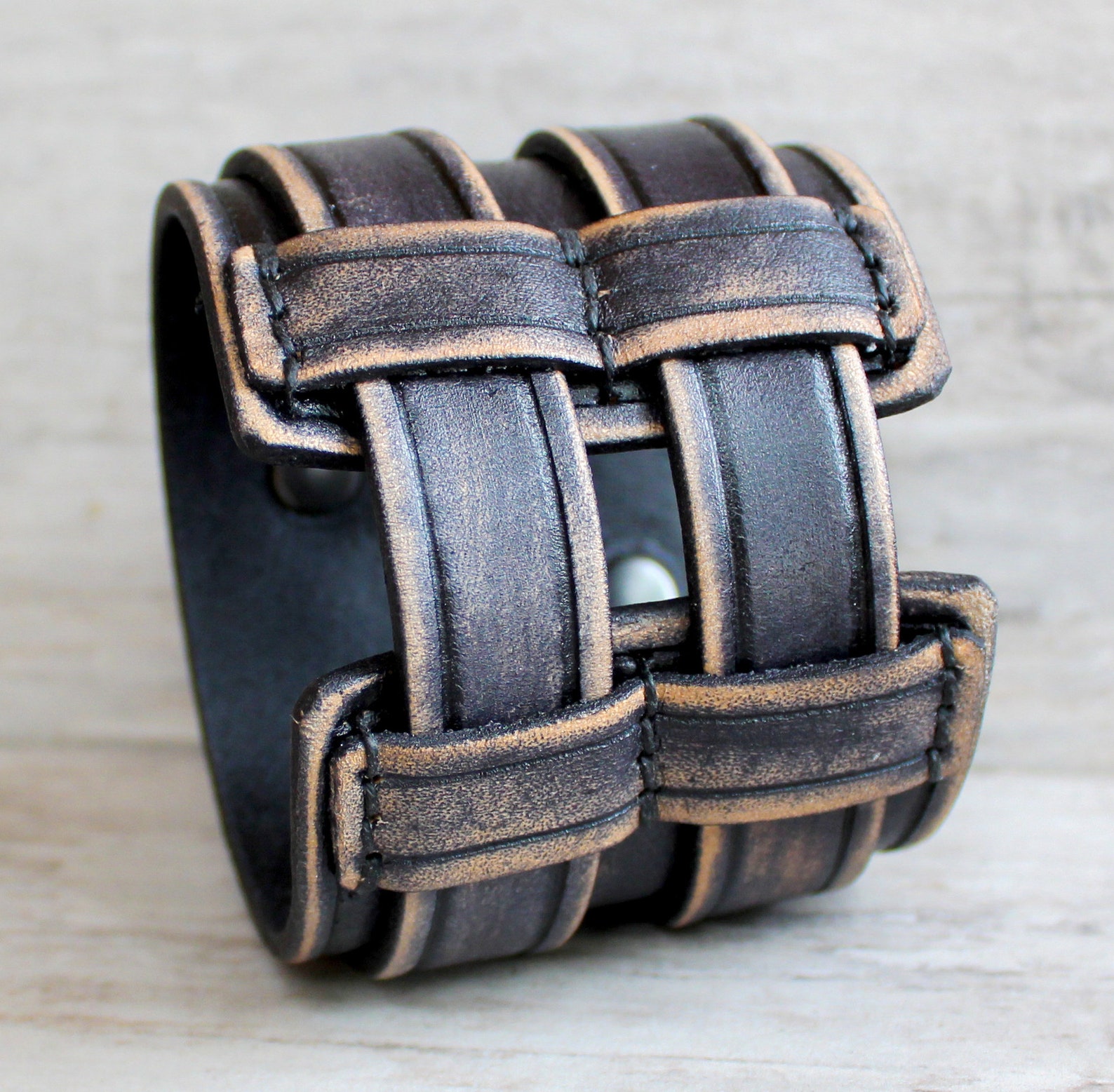 Black Leather Cuff Bracelet Wide Leather Cuff Black Leather - Etsy