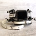 Women's Apple Watch Band, Leather wrap around watch, Black and white Apple watch strap, 38mm apple band, 40mm, 42mm, 44mm, Anniversary gift 