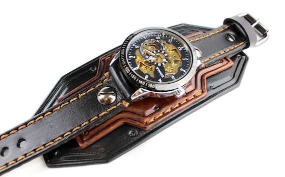  carlien Reloj de pulsera automático de esqueleto Steampunk con  manecillas luminosas en tono dorado, Marrón plateado, Moda : Ropa, Zapatos  y Joyería