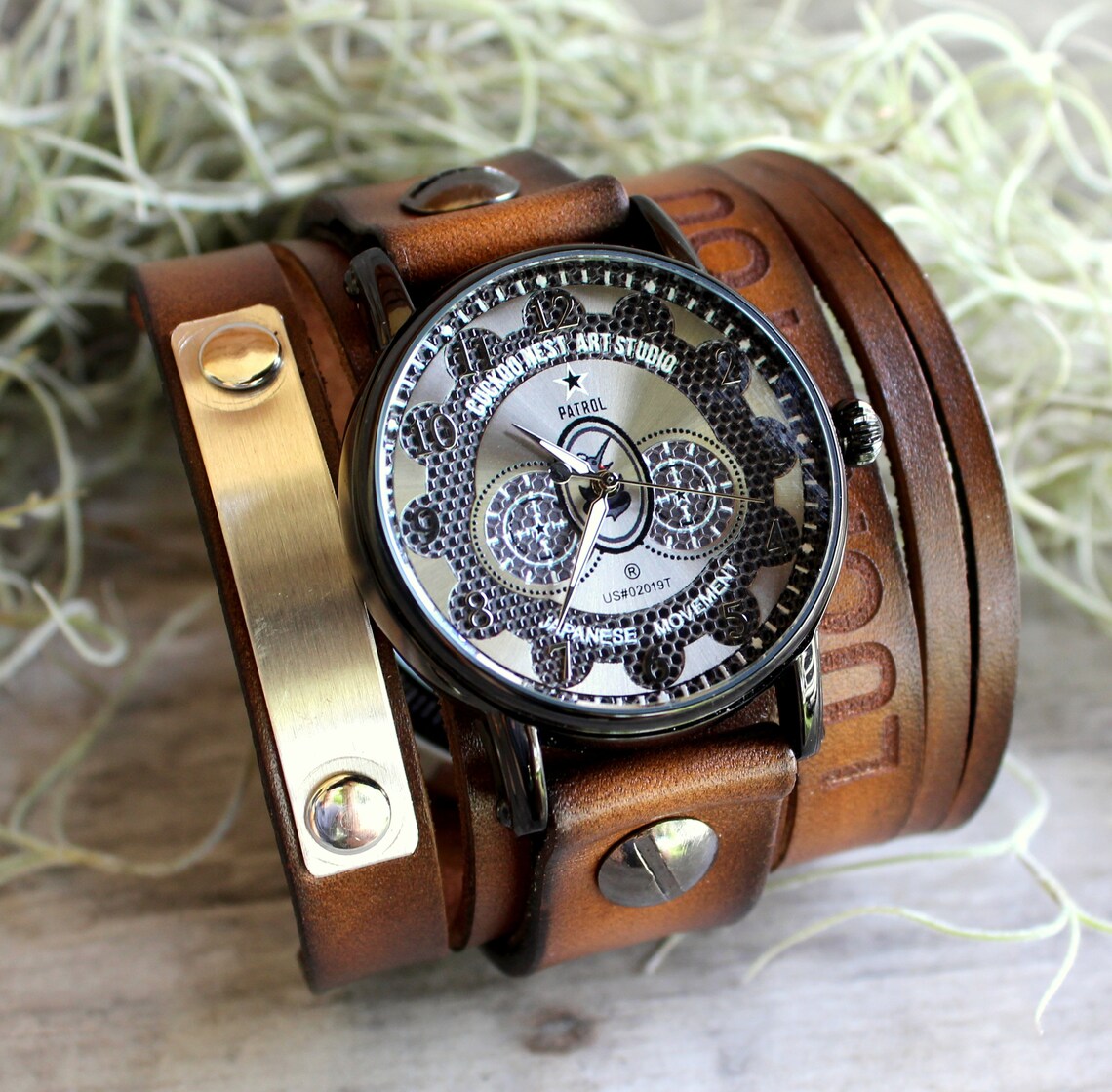 Custom Watch Strap Men's Cuff Watch Leather Wrist Watch Etsy